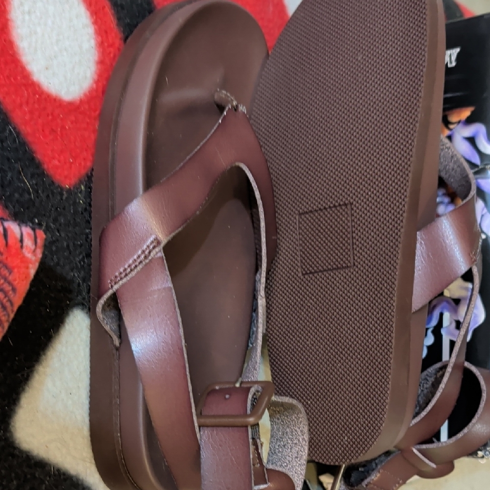 American Eagle Outfitters Women's Brown Strappy Slide Sandals